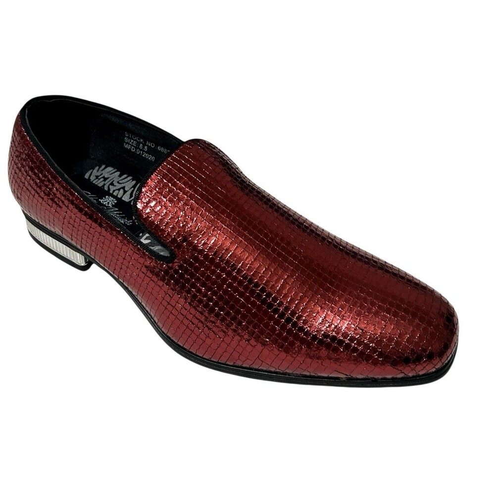 After Midnight Men's Sequins Burgundy Loafer Fashion Party  Dress Shoes Size 8
